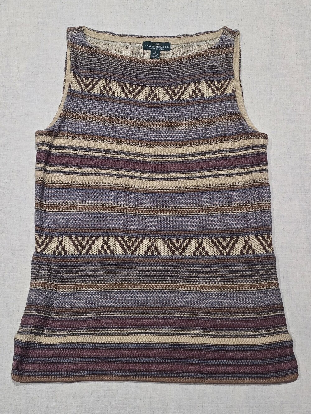 Lauren Ralph Lauren Women's Linen Aztec  Design Tank Top Size Small